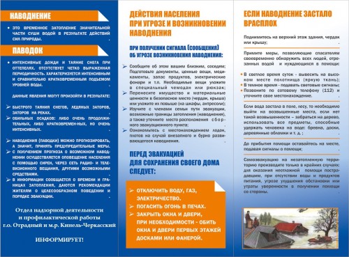 Действия населения при  угрозе и возникновении наводнения